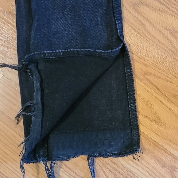 RE/DONE 70s HIGH-RISE SKINNY BOOT JEANS SPLIT HEM RIGID DENIM WASHED BLACK sz 26 - Picture 6 of 8